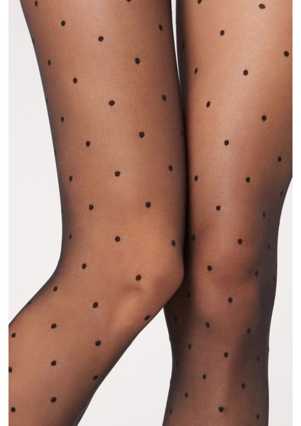 15 Den Puantiyeli Siyah Kadın Külotlu Çorap modelleri