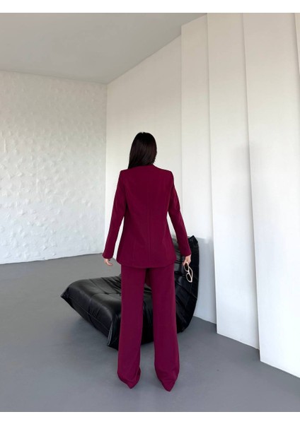 Kadın Takım Elbise Kemerli Ceket Düz Paça Pantolon indirimleri