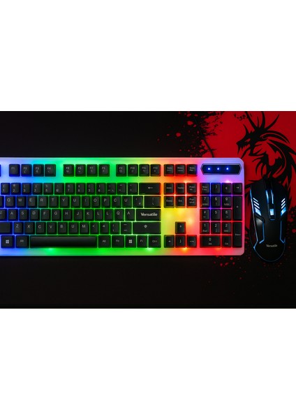 Rgb Aydınlatmalı Kablolu Gaming Oyuncu Klavye Yüksek Hassasiyetli Optik Mouse Set