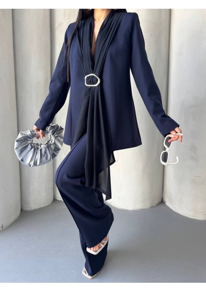 Kadın Takım Elbise Kemerli Ceket Düz Paça Pantolon fırsatları