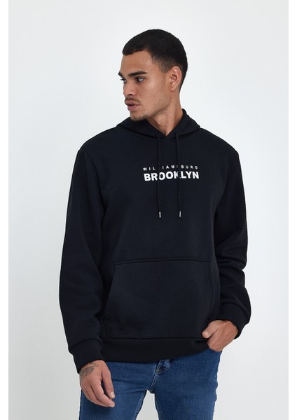 Erkek Kapşonlu Rahat Kalıp Içi Polarlı 3 Iplik Wıllams. Brooklyn Baskılı Swetashırt SPR24SW04 fırsatları