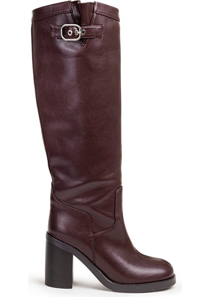 Deri Görünümlü Topuklu Çizme TW6250035021035