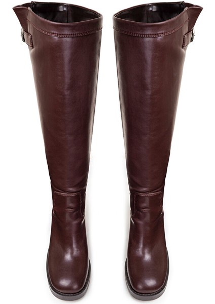 Deri Görünümlü Topuklu Çizme TW6250035021035 fırsatları