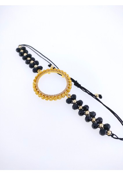 Tam Altın Takmak Için Bileklik Altın Kaplama Çerçeveli Kristal Cam Boncuk