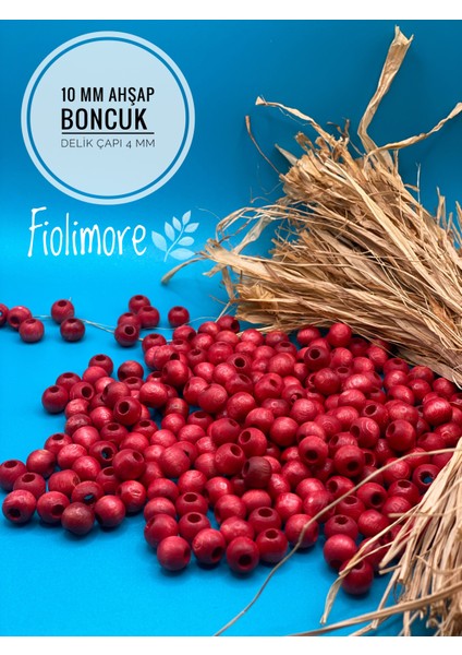 10 mm Ahşap Boncuk (50 gr 130 Adet)Geniş Delik Çapı 4 mm Makrome Çanta Bileklik Takı Renkli