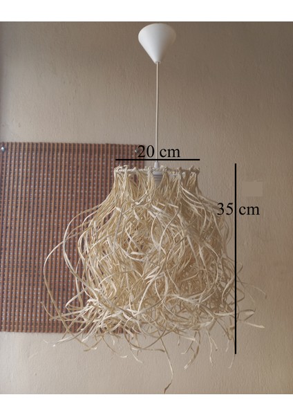 M-246 Kemik Rengi Rafya Avize 20X35 El Yapımı Salon Oturma Odası Yatak Odası ve Çocuk Odası Rafya Avize fiyatları