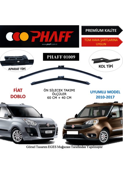 Fiat Doblo (2010-2017) Ön Silecek Süpürgesi 600MM + 400MM