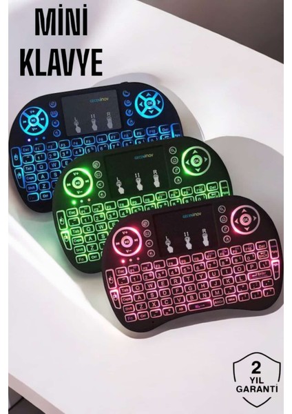 Allzey USB Bağlantılı Mini Q Klavye Işıklı Tüm Cihazlara Uyumlu