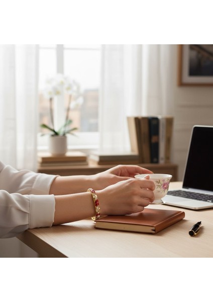 Kırmızı Beyaz Mineli Taşlı Bileklik fiyatları