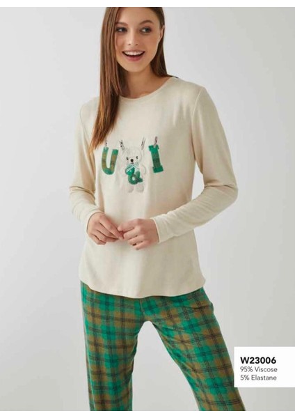 Kadın Uzun Kol Termal Kumaş Kışlık Pijamatakımı