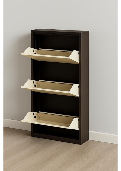 3 Lü Kahve Krem Metal Ayakkabılık Karlıhome fiyatları