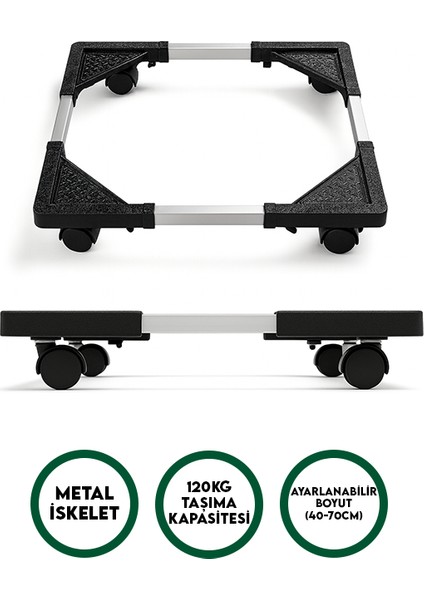 Tekerlekli Kolay Taşınabilir Beyaz Eşya Makine Altlığı | Portatif Çeksil, Çeksür