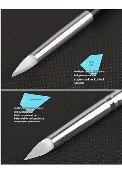 Silikon Kalem, Hobi, Çömlekçilik, Heykeltraş, Kabartma, Tırnak Sanatı-küçük ince uçlu 5Ad