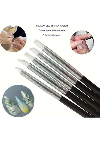 Silikon Kalem, Hobi, Çömlekçilik, Heykeltraş, Kabartma, Tırnak Sanatı-küçük ince uçlu 5Ad