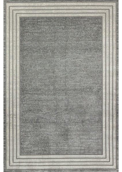 Gri Çerçeveli Modern Etnik Desenli Halı | Makinada Yıkanabilir | Hav Toz Vermez | Leke Tutmayaz | Kaymaz Taban | Dijital Makine Baskı | Salon Yolluk Mutfak Halısı
