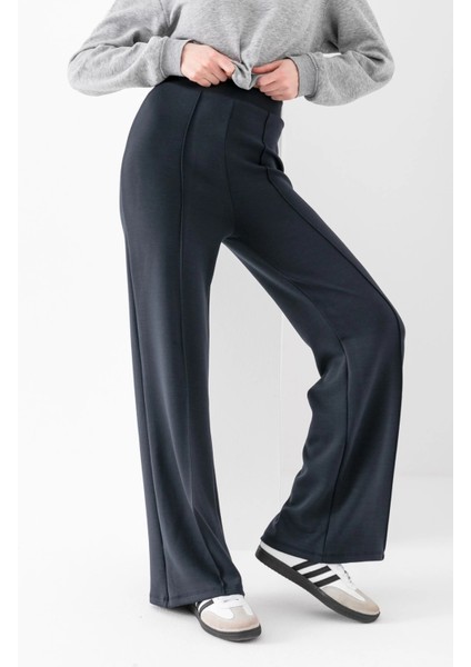 Kadın Füme Modal Bol Paça Çımalı Yüksek Bel Yumuşak Dokulu Beli Lastikli Likralı Pantolon modelleri