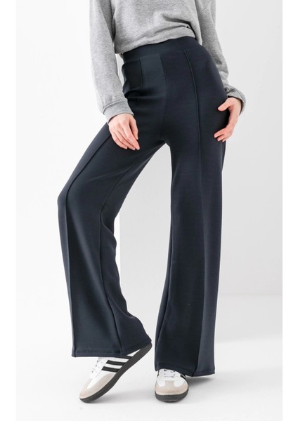 Kadın Füme Modal Bol Paça Çımalı Yüksek Bel Yumuşak Dokulu Beli Lastikli Likralı Pantolon fırsatları