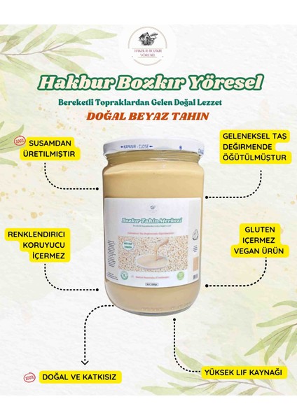Bozkır Tahin Merkezi Beyaz Taş Değirmen Tahini 600 gr (Doğal & Vegan)