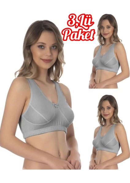 3'lü Ekonomik Paket Kalın Askılı %100 Pamuk Yarım Atlet ( Lambada Anne Sütyen ) EBRU32501