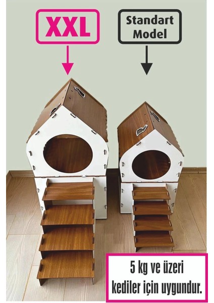 Büyük Kedi Evi Teraslı Kedi Evi 5kg ve Üzeri Kediler Için fiyatları