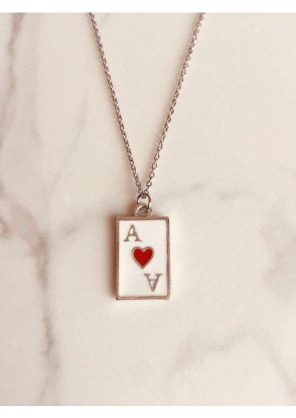 As Figürlü Çelik Zincirli Rodyum Kaplama Kolye