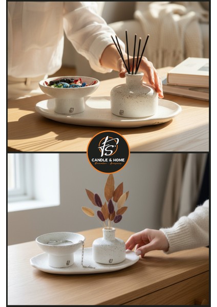 Ödül - 3 Parça Çakıl Taşlı Modern-Bohem Dekoratif Beton Set fiyatları