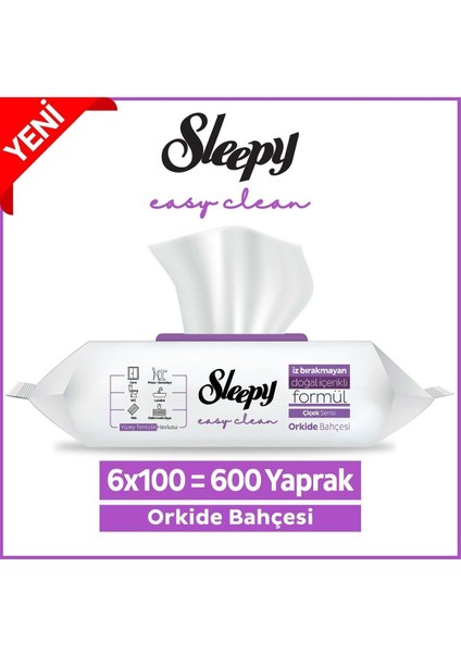 Sleepy Easy Clean Orkide Bahçesi Yüzey Temizlik Havlusu&mendili 6X100 (600 Yaprak)