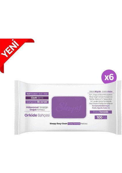 Sleepy Easy Clean Orkide Bahçesi Yüzey Temizlik Havlusu&mendili 6X100 (600 Yaprak) modelleri