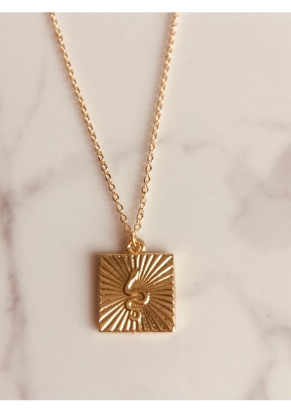 Yılan Figürlü Çelik Zincirli Altın Kaplama Kolye