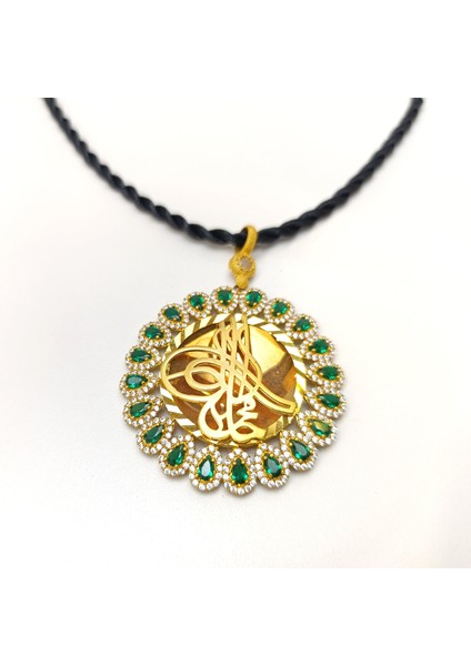 Yeşil Taşlı Tuğralı Kolye 14 Ayar Altın Hd Videolu fiyatları