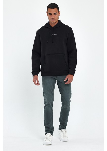 Erkek Kapş.rahat Kalıp Içi Polarlı 3 Iplik Orta Brooklyn Baskılı Sweatshırt SPR24SW13