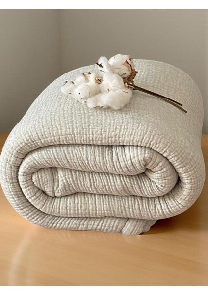 HB&Victory Müslin Mavi 6 Katlı Yorgan %100 Pamuk Çağla Yeşili Renk çift Kişilik 240X220 Cm.