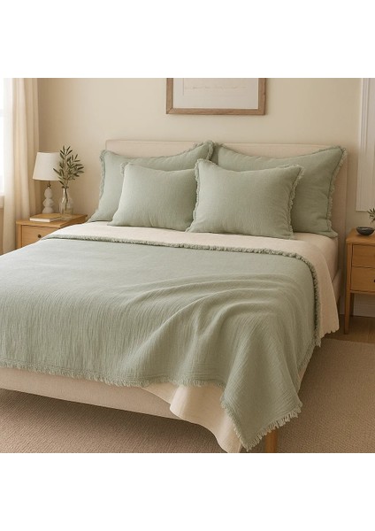 HB&Victory Müslin 6 Katlı %100 Pamuk Yorgan Çağla Yeşili Renk Tek Kişilik 170X260 Cm.