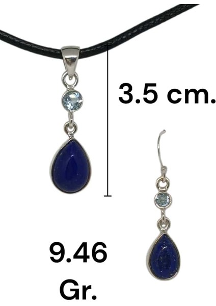 925 Ayar Gümüş Lapis Lazuli Taşlı El Işçiliği Kolye Ucu ve Küpe Seti fiyatları