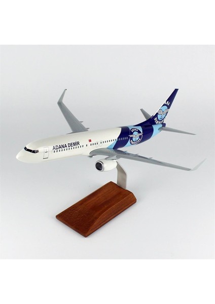 Thy Adana Demir Spor Logolu B737-800 Yolcu Uçağı, 1/100 Ölçek Sergilemeye Hazır Ahşap Standlı Model modelleri