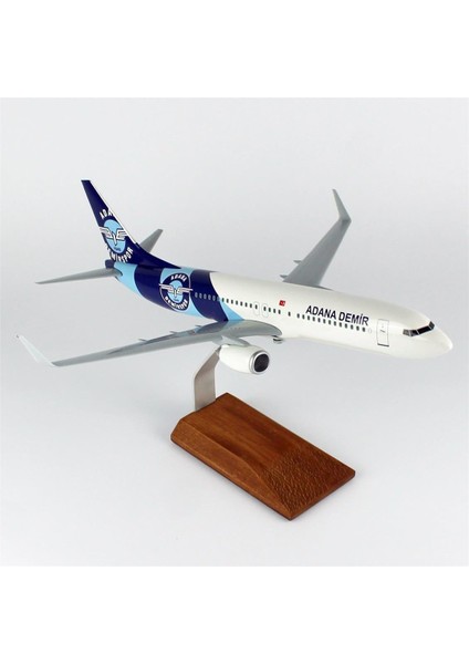 Thy Adana Demir Spor Logolu B737-800 Yolcu Uçağı, 1/100 Ölçek Sergilemeye Hazır Ahşap Standlı Model fırsatları
