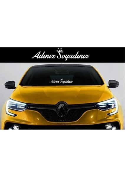 Oto Sticker Size Özel Isim Stance Taçlı Cam Yazısı Araba Stickeri (30 Cm)