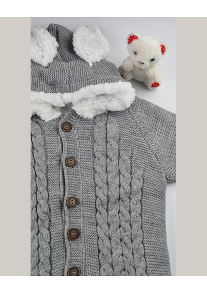 Bebek Triko Tulum – Kapüşonlu Kulak Detaylı Peluş Astarlı Kışlık Bebek Tulumu 6-24 Ay modelleri