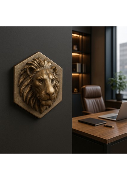 Premium Metal Görünümlü Aslan Başlı Duvar Dekoru ve Heykeli fiyatları