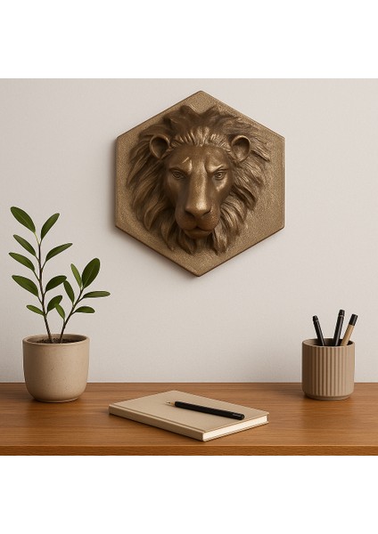 Premium Metal Görünümlü Aslan Başlı Duvar Dekoru ve Heykeli fırsatları