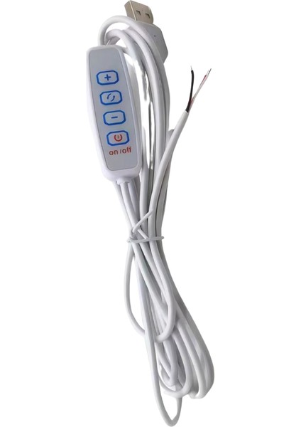 2 Amper On/off Switch'li Dimmer USB Erkek Kablo 1 Metre Açık Uçlu Çift Renk Dim Edilebilir USB Kablo