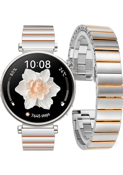 Huawei Watch Gt6 / Gt4 / Gt5 41 mm Uyumlu 18 mm Renk Detaylı Paslanmaz Çelik Saat Kordonu