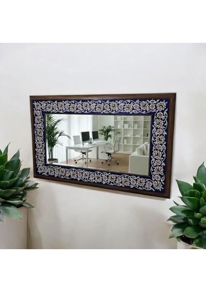 El Yapımı 80X100 cm Çini Ahşap Çerçeveli Ayna fiyatları