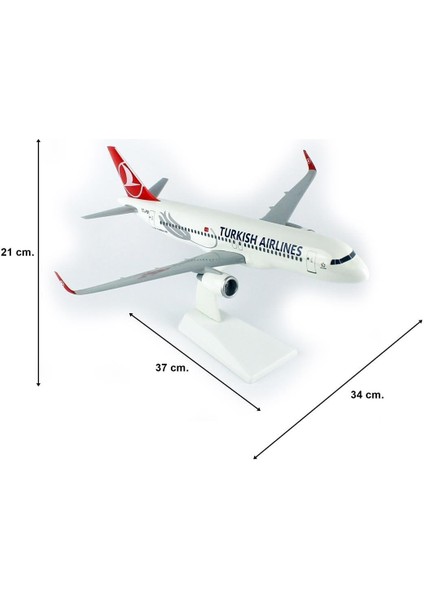 Thy A320 Neo Yolcu Uçağı, 1/100 Ölçek Sergilemeye Hazır Plastik Standlı Model