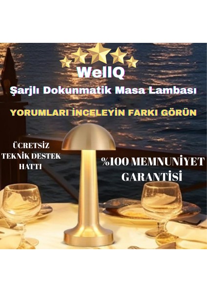 Şarjlı Dokunmatik Masa Lambası (Gold)