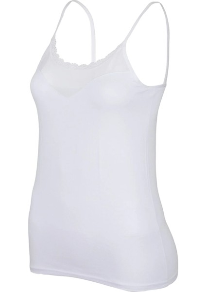 Kadın Tekli Beyaz Modal Dantelli Ip Askılı Atlet