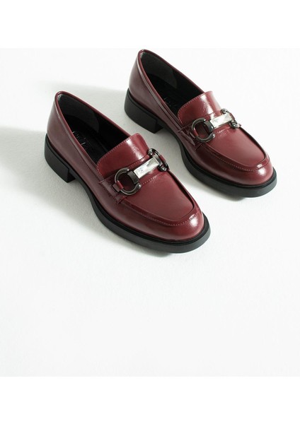 Kadın Taşlı Günlük Loafer Avena - Bordo