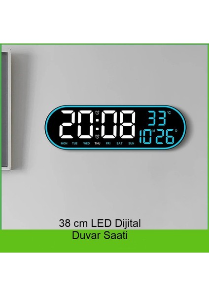 LED Duvar Saati Büyük Ekran, Geri Sayım, Alarm, Kumanda, Sıcaklık ve Tarih Gösterimi, USB