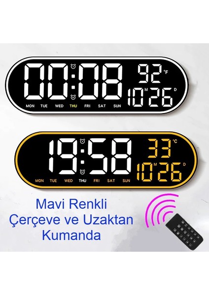 LED Duvar Saati Büyük Ekran, Geri Sayım, Alarm, Kumanda, Sıcaklık ve Tarih Gösterimi, USB indirimleri