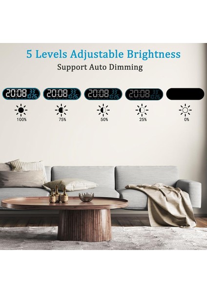 LED Duvar Saati Büyük Ekran, Geri Sayım, Alarm, Kumanda, Sıcaklık ve Tarih Gösterimi, USB